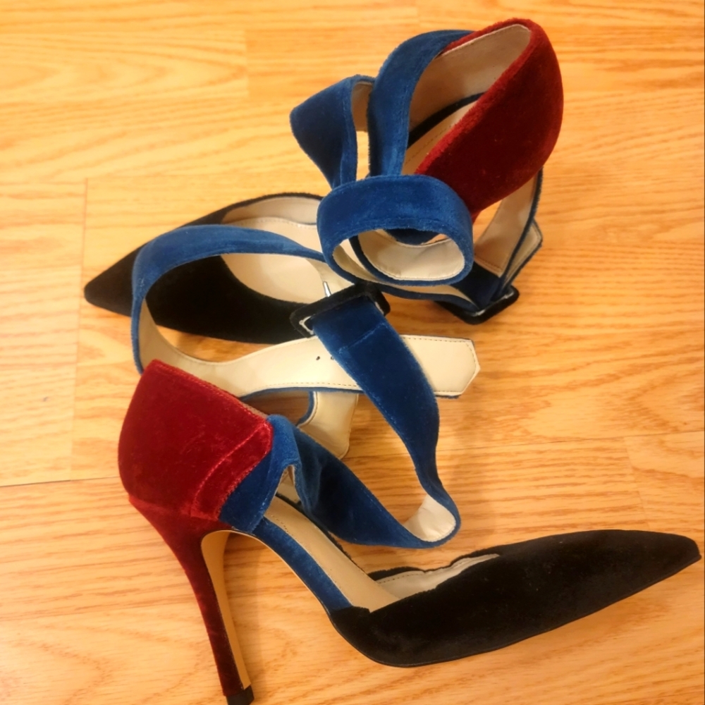 Faux suede heels